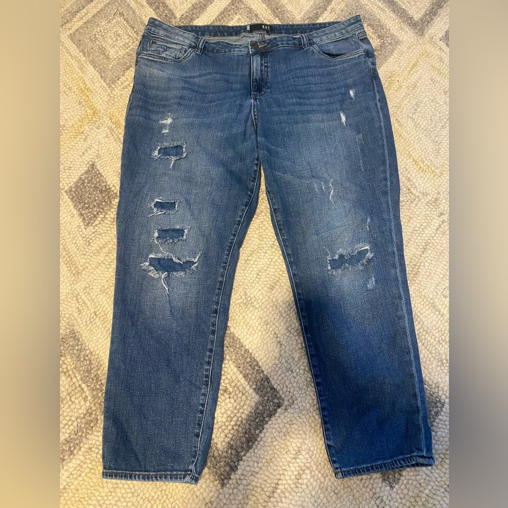 Kut from the Kloth Classic Blue Denim Distressed Size 18 W